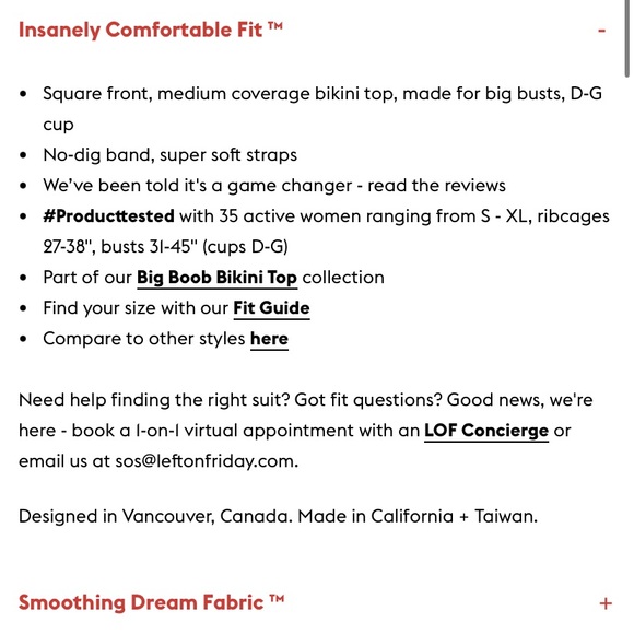 LEFT ON FRIDAY size S TOP SHELF SQUARE FRONT, MEDIUM COVERAGE, D-G CUP Swim Top - Picture 5 of 6